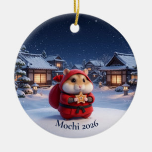Personalized Ninja Santa Hamster Japanese Christma Ceramic Ornament