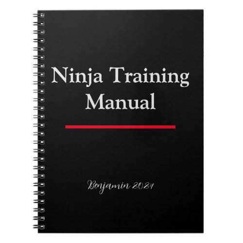 Personalized Ninja Training Manual Notebook Black 
