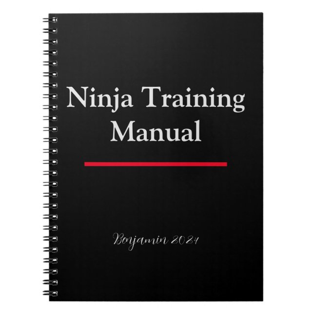 Personalized Ninja Training Manual Notebook Black  (Front)