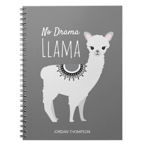 Personalized No Drama Llama Wall Art Illustration Notebook