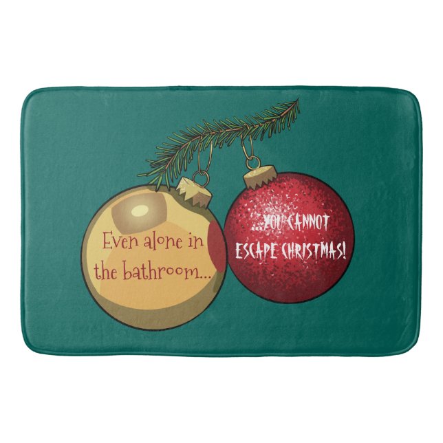 Personalized NO ESCAPE! Christmas Baubles Cartoon Bathroom Mat (Front)