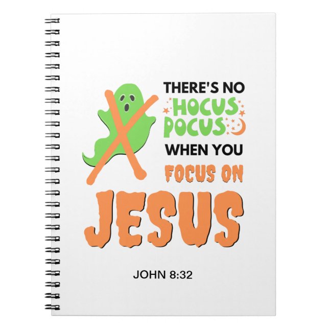 Personalized NO HOCUS POCUS Christian Halloween Notebook (Front)