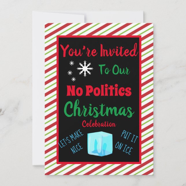 Personalized No Politics Christmas Invitation (Front)