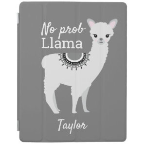 Personalized "NO Prob Llama" iPad Case - Grey