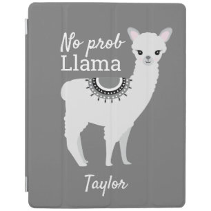 Personalized "NO Prob Llama" iPad Case - Grey