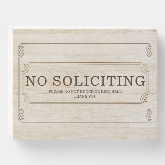 Personalized No Soliciting Wood Outdoor Door Sign (Front Horizontal)