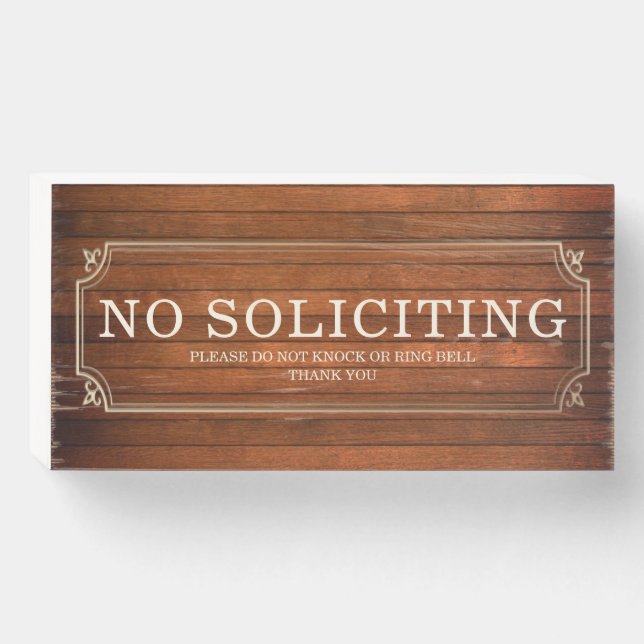 Personalized No Soliciting Wood Outdoor Door Sign (Front Horizontal)