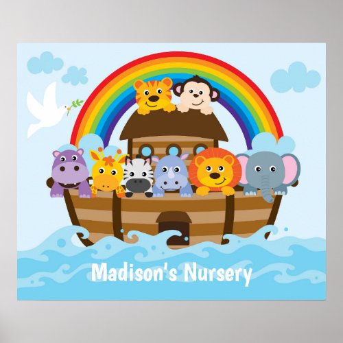 Personalized Noahs Ark Babys Nursery Poster