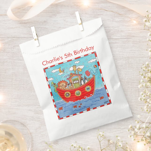 Personalized Noah's Ark Birthday Favor Bag (Clipped)