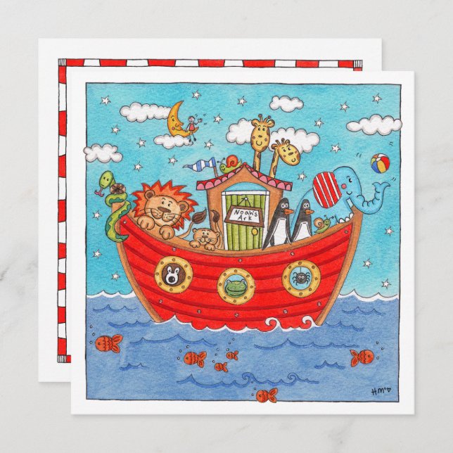 Personalized Noah's Ark Birthday Invitation (Front/Back)