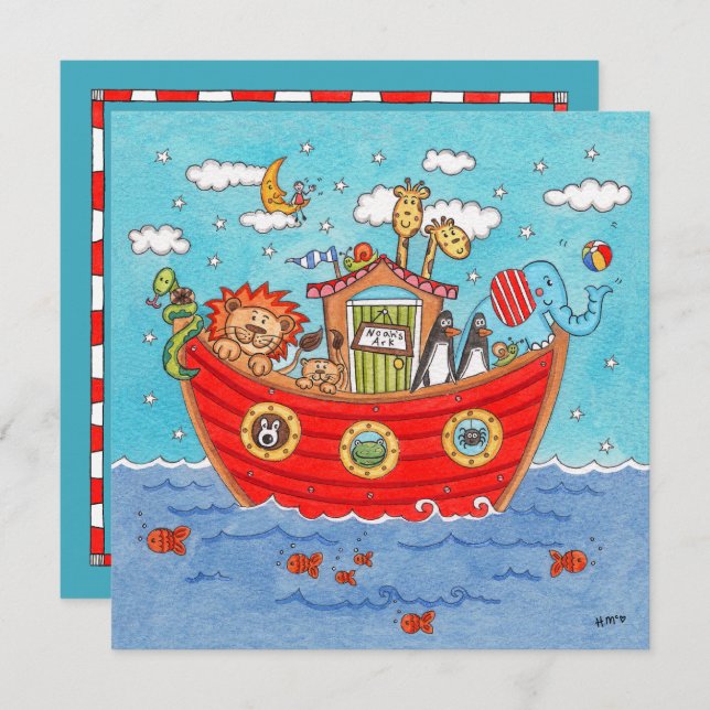 Personalized Noah's Ark Birthday Invitation (Front/Back)