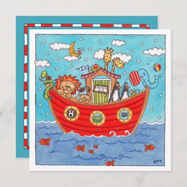 Personalized Noah's Ark Birthday Invitation (Front/Back)