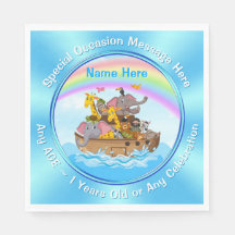 Personalized, Noah's Ark Napkins, Noah's Ark Party