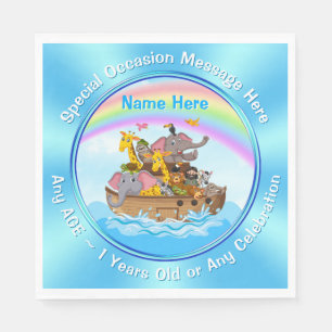 Personalized, Noah's Ark Napkins, Noah's Ark Party Napkins