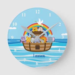 Personalized Noah's Ark Nursery Wall Clock