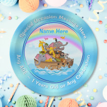 PERSONALIZED, Noah's Ark Paper Plates. 3 Sizes