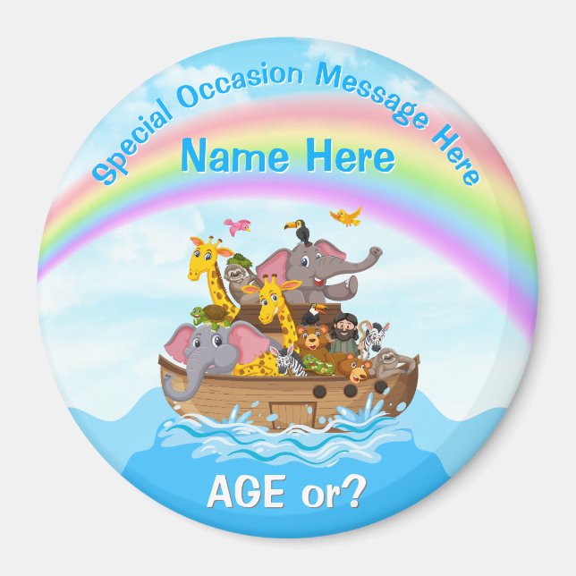 Personalized, Noah's Ark Party Favors, Noahs Ark Magnet (Front)