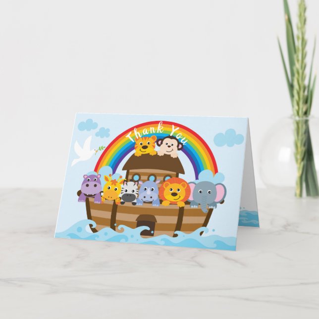 Personalized Noahs Ark Thank You Card (Front)