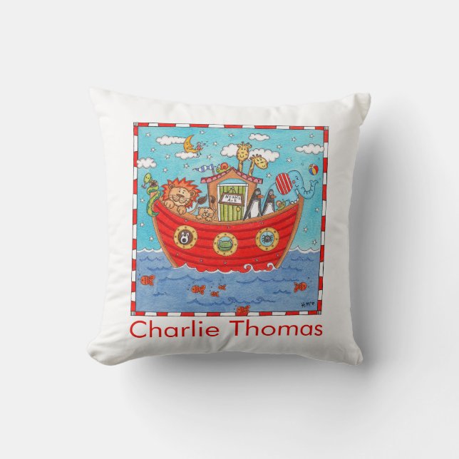 Personalized Noah's Ark  Throw Pillow (Front)