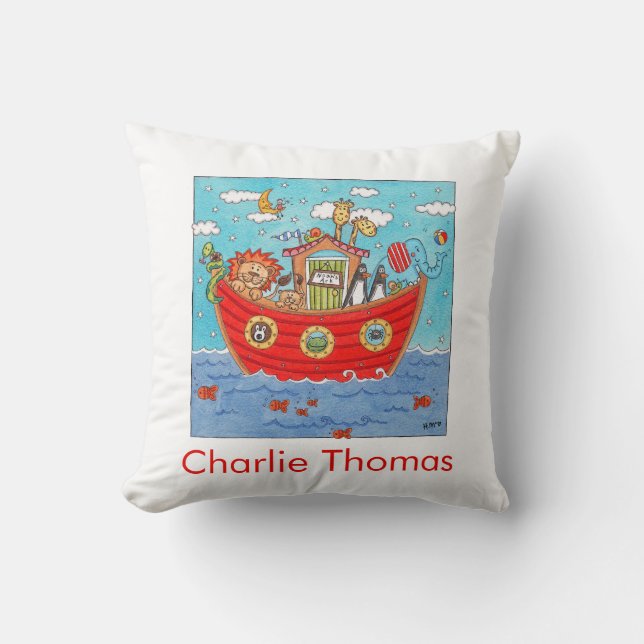 Personalized Noah's Ark  Throw Pillow (Front)