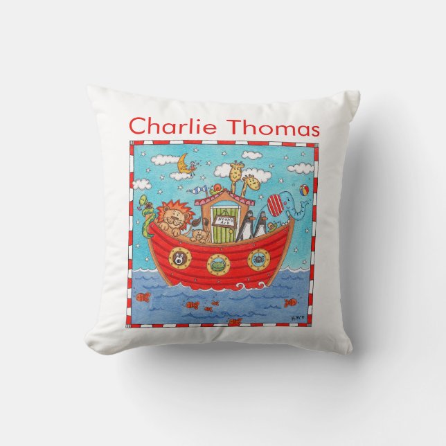 Personalized Noah's Ark  Throw Pillow (Front)
