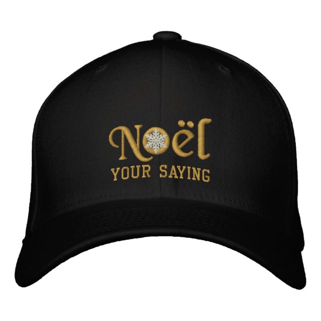 Personalized Noel Snowflake Golden Embroidered Baseball Hat (Front)