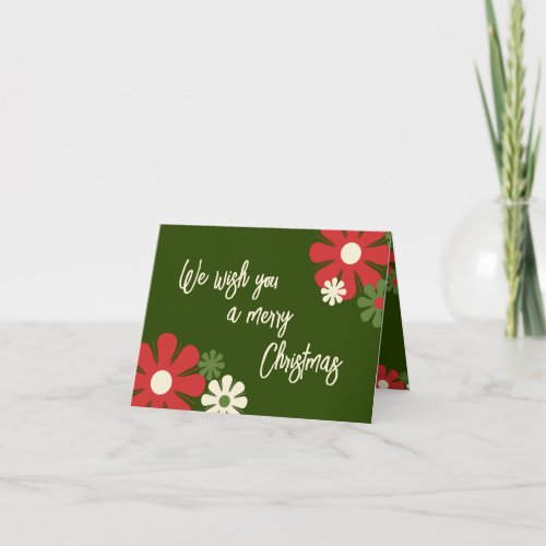 Personalized Non Photo Cute Floral Christmas  Card