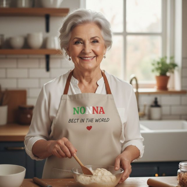 Personalized Nonna Kitchen Apron, Italian Flag  Apron (Creator Uploaded)
