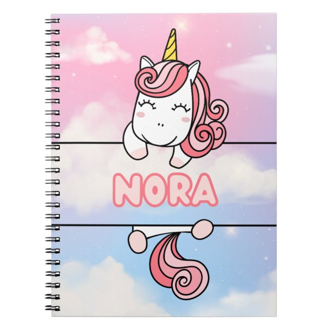 Personalized Nora Unicorn Girlie Notebook (Front)