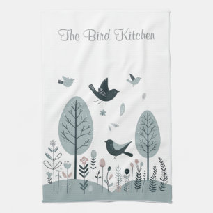 Personalized Nordic Birds Kitchen Towel