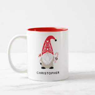 Personalized Nordic Christmas Gnome Two-Tone Coffee Mug