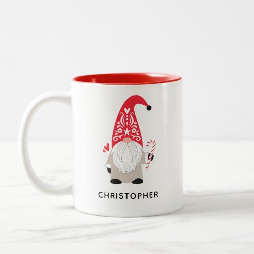 Personalized Nordic Christmas Gnome Two_Tone Coffee Mug