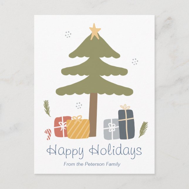 Personalized Nordic Christmas Holiday Flat Card (Front)