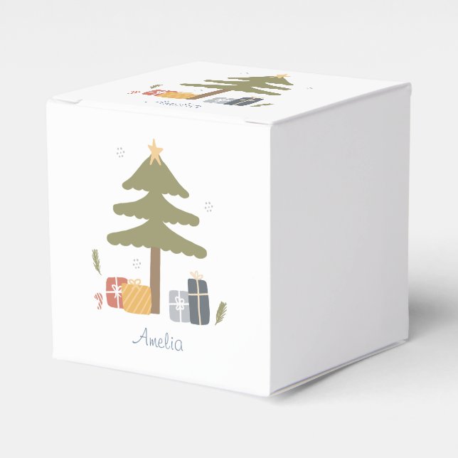 Personalized Nordic Christmas Tree Gift  Favor Boxes (Front Side)