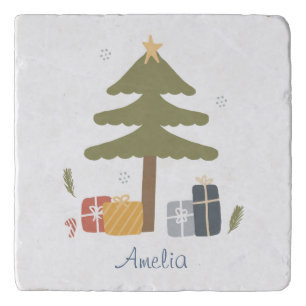 Personalized Nordic Christmas Tree Kitchen Trivet