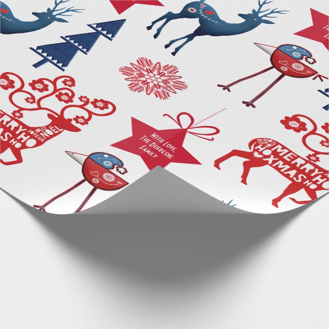 Personalized Nordic Christmas Wrapping Paper (Corner)