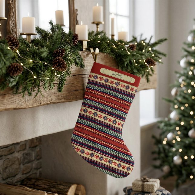 Personalized Nordic Fair Isle Christmas Stocking (Creator Uploaded)