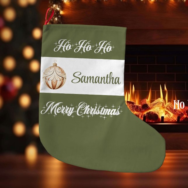 Personalized Nordic Script Christmas Stocking (Earthy colors Christmas stocking,
simple classic warmish watercolor,
rustic  earthy tones Merry Chri)