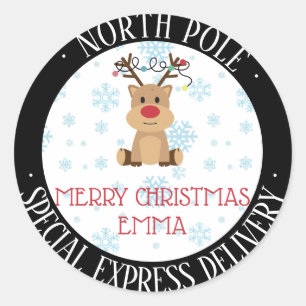 Personalized North Pole Classic Round Sticker