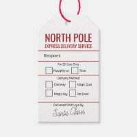 North Pole Express Delivery Service - Elf Inspected and  Approved - Jumbo Large Holiday Gift Tag to from with Red Ribbon 7 x 5  inches : Health & Household