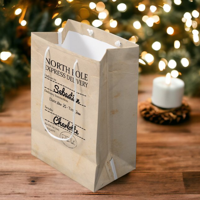 Personalized North Pole Express Delivery Christmas Medium Gift Bag (Personalized North Pole Express Delivery Christmas Medium Gift Bag from Ricaso)