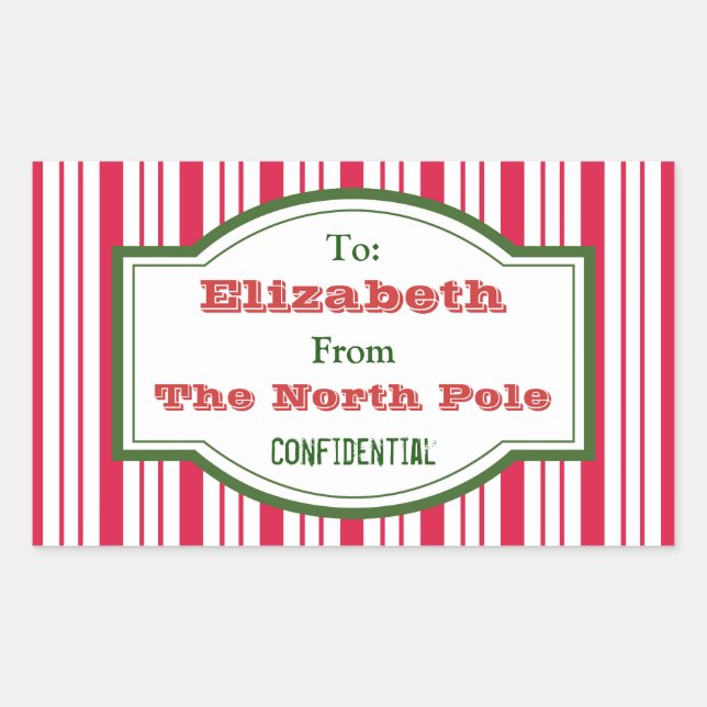 Personalized North Pole Gift Tag Stickers (Front)