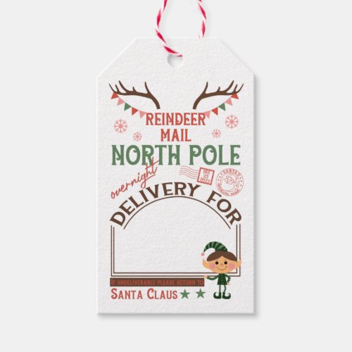 Personalized North Pole Reindeer Mail Gift Tags