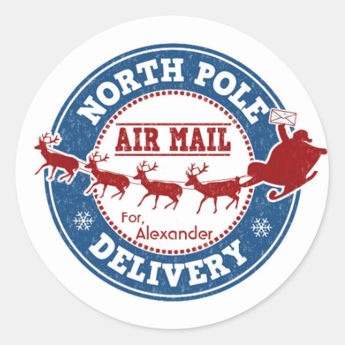 Personalized North Pole Santa Christmas Stickers