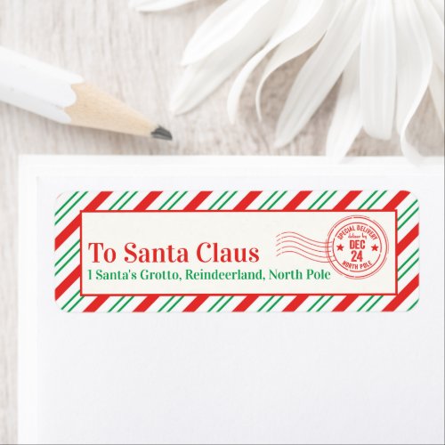 Personalized North Pole Santa Letter Address Label