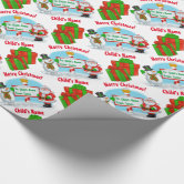 Blue Christmas North Pole Express Mail Santa Wrapping Paper