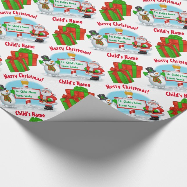 Personalized North Pole Santa! Wrapping Paper (Corner)