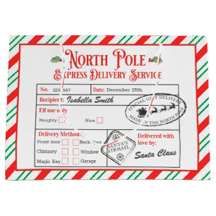 Personalized North Pole Special Delivery Santa Large Gift Bag