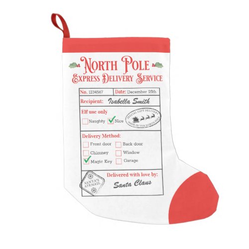 Personalized North Pole Special Delivery Santa Small Christmas Stocking