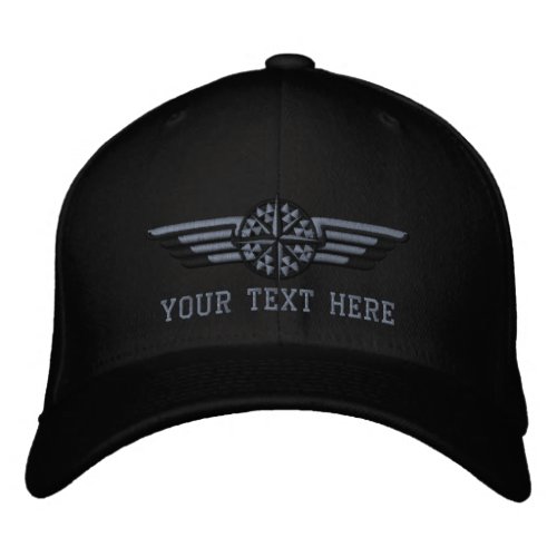 Personalized Northern Star Compass Pilot Wings Embroidered Baseball Cap